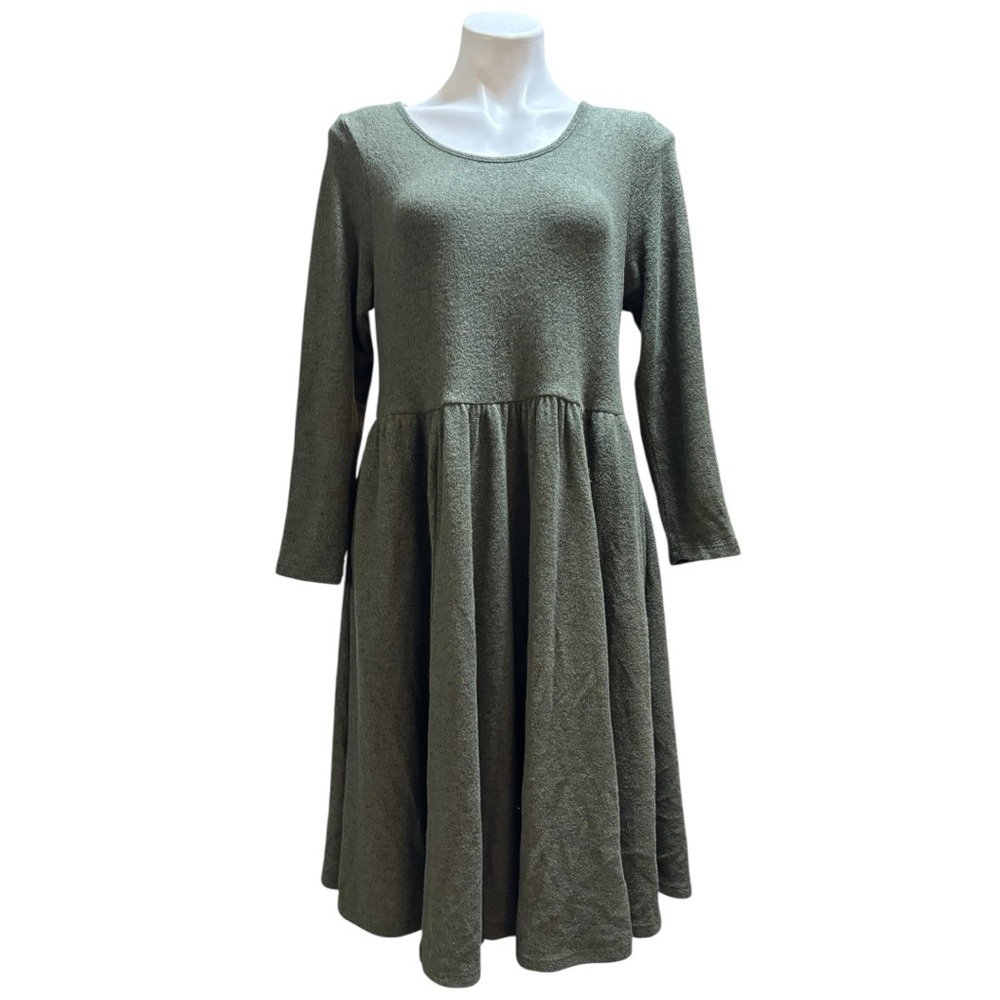 Torrid Super Soft Plush Olive Green A-Line Long Sleeve Dress
